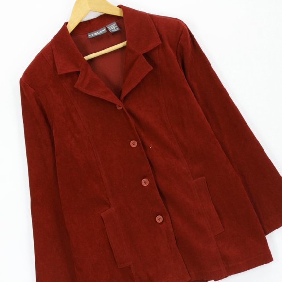 Vintage Notations Clothing Co Shirt Women's Red Button Down Long Sleeve Size M - Picture 2 of 7